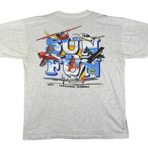 VINTAGE 1995 Sun Fun Florida Shirt Men's XL Shirt Fruit Of The Loom Graphic Grey